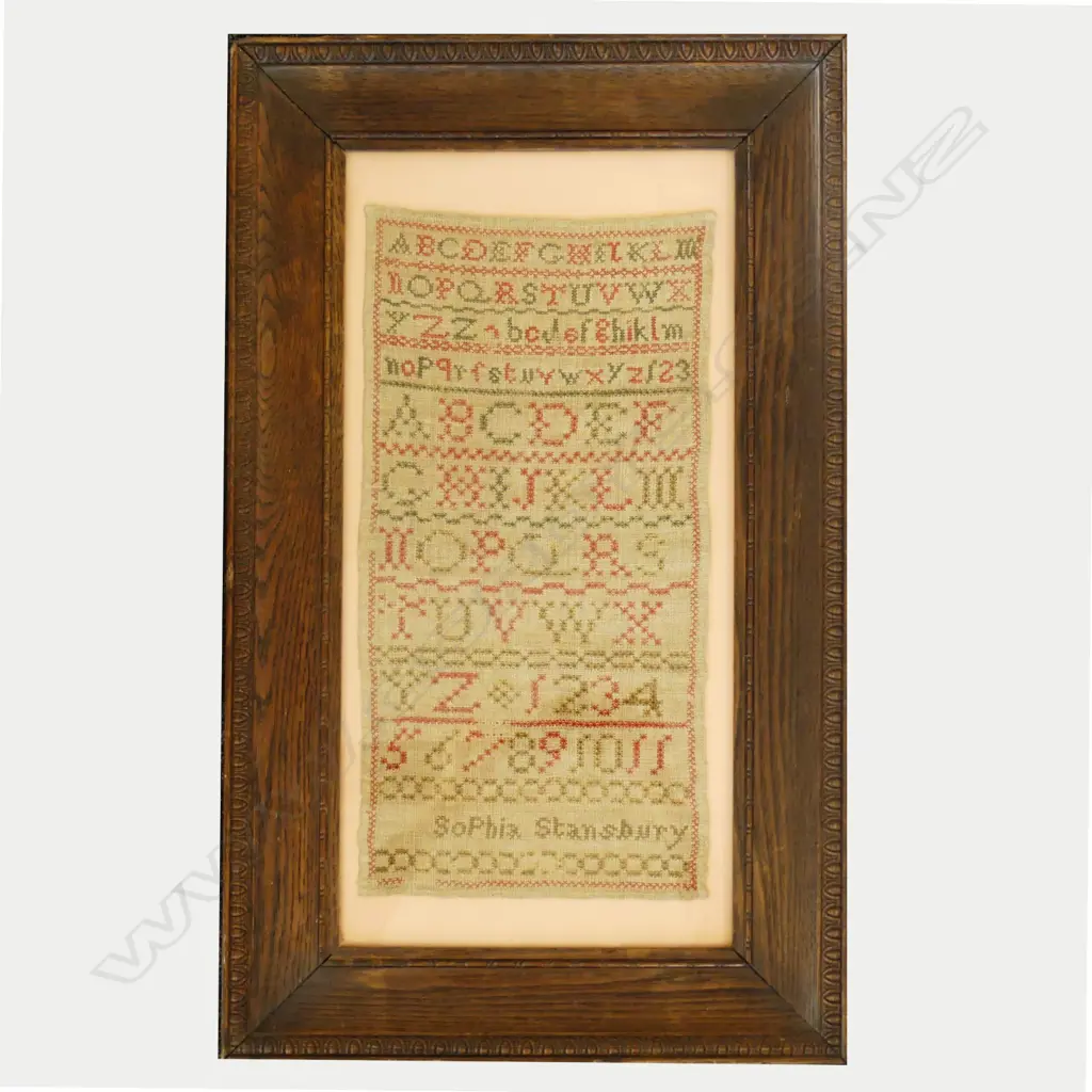A late 19thC child's embroidered sampler by 'Sophia Stansbury' Image 1++