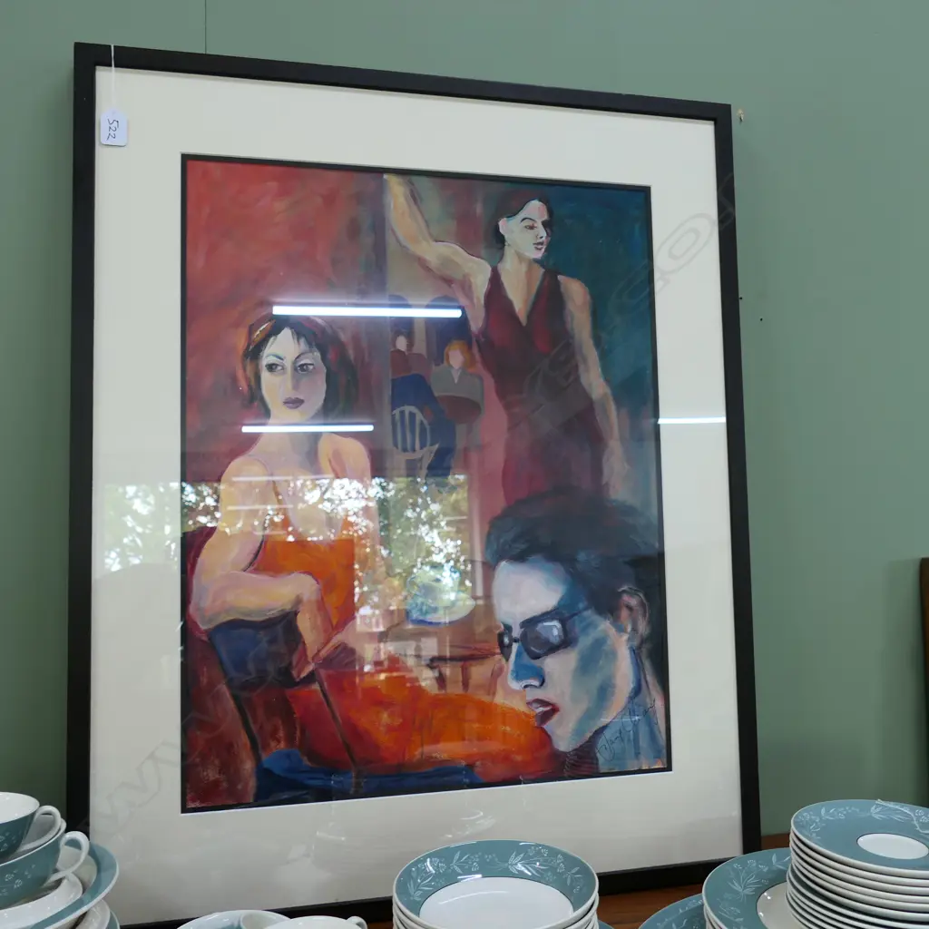 HILARY CLEARY FRAMED ABSTRACT OIL 850MM H 700MM W Image 1++