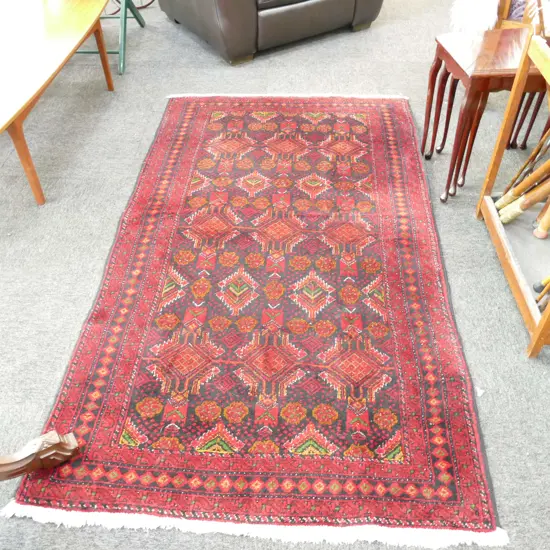 AFGHAN HAND KNOTTED RUG WOOL ON COTTON...