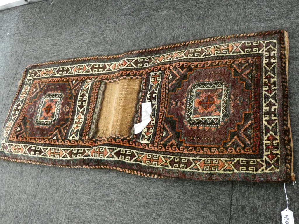 SEMI-ANTIQUE AFGHAN BALUCH BAG KHORJIIN WITH OPEN SECTION ON TOP 430MM X 1050MM Image 1++