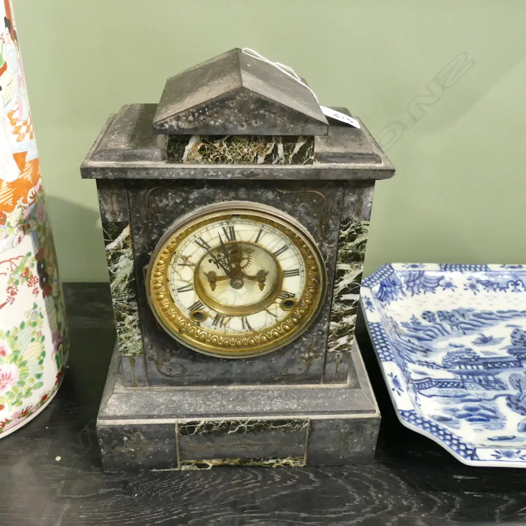 DARK MARBLE MANTEL CLOCK 320MM H Image 1++