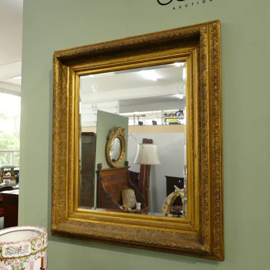GILT FRAMED BEVELLED MIRROR 770 X 870MM 