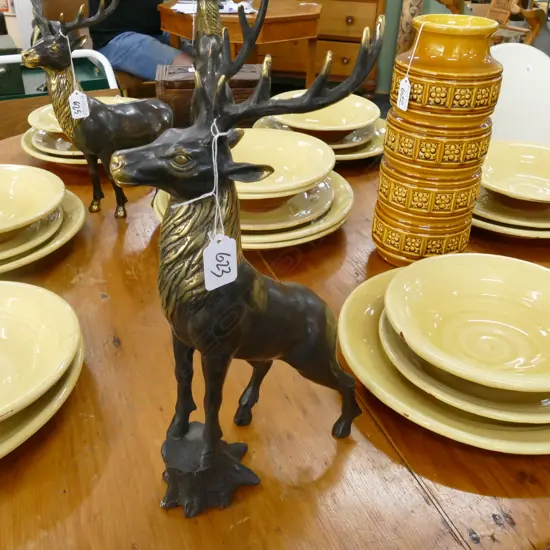 BRONZE STAG ON TREE STUMP 370MM H