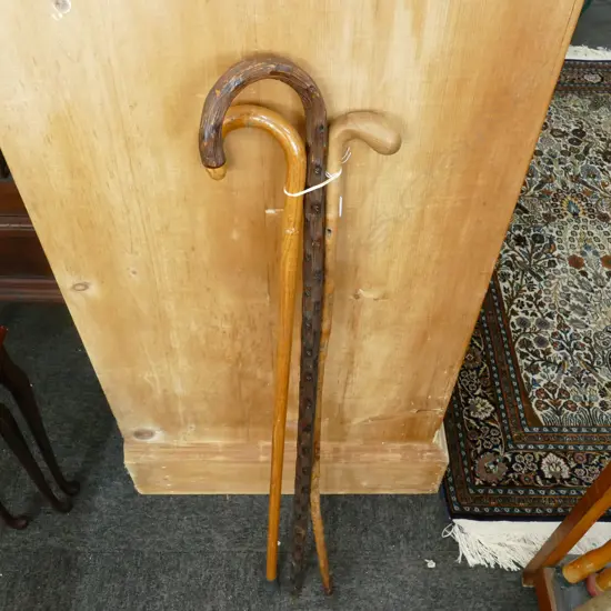 3X WALKING STICKS 50-100 YRS OLD