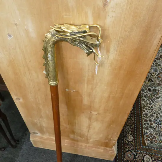 WALKING STICK WITH BRASS DRAGON HEAD 1M L