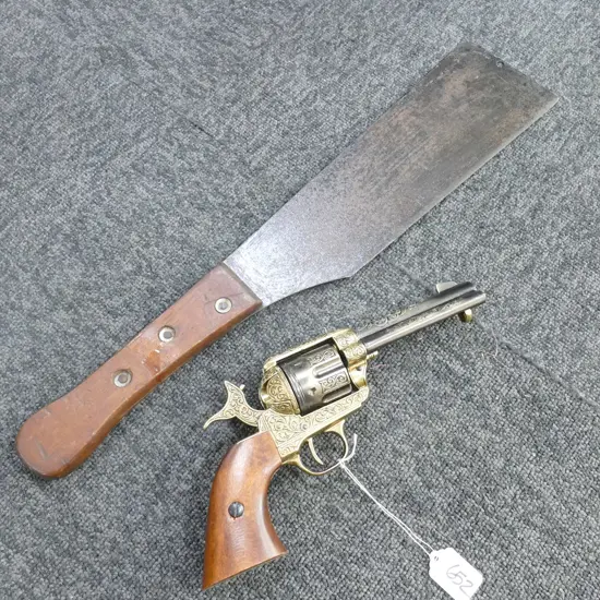 VINTAGE KNIFE AND BRASS GUN