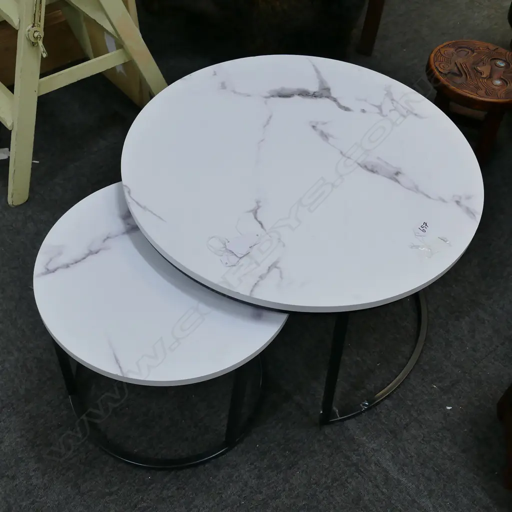 TWO NEST MARBLE FINISHED SIDE TABLES Image 1++