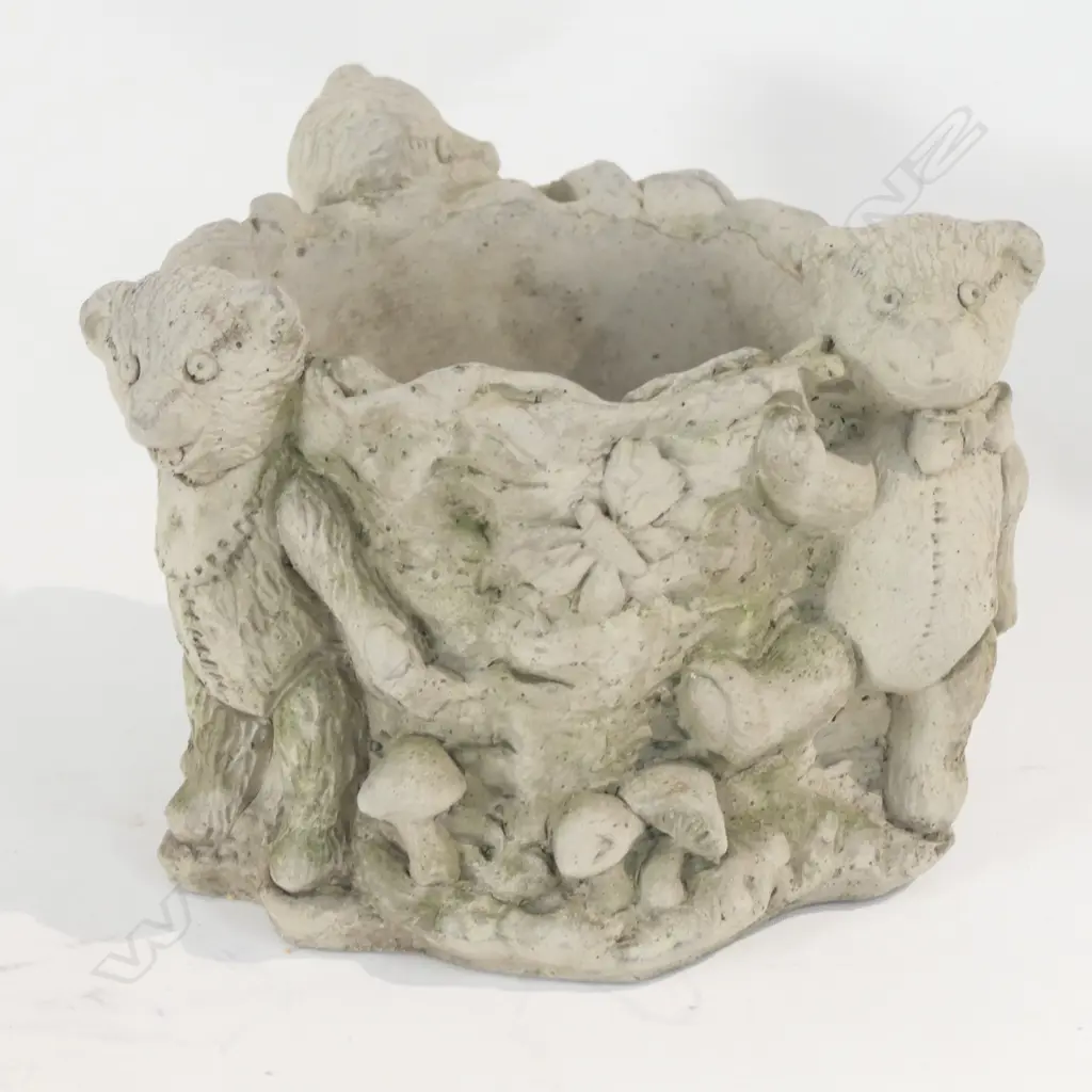 ENGLISH 'DRAGONSTONE' SMALL JARDINIERE MOULDED w BEARS Image 1++