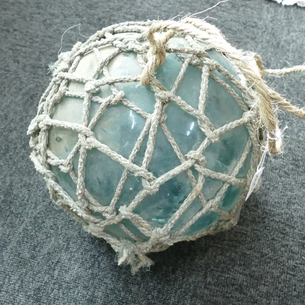 SMALL/MED. GLASS FISHING FLOAT WITH NETTING... Image 1++