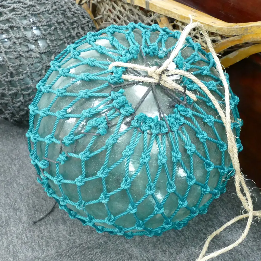 LARGE GLASS FISHING FLOAT WITH NETTING... Image 1++