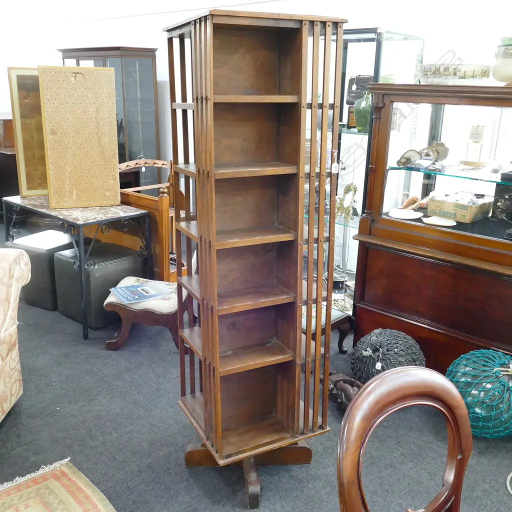 RARE TALL EDW REVOLVING BOOK STAND 6 SHELVES Image 1++