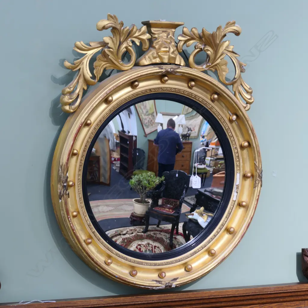 GOLD FEDERATION STYLE MIRROR 660MM DIA AF DAMAGED Image 1++