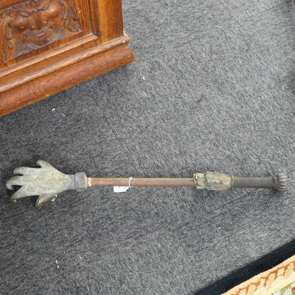 CHINESE BRASS & STEEL LGE BACK SCRATCHER  Image 1++