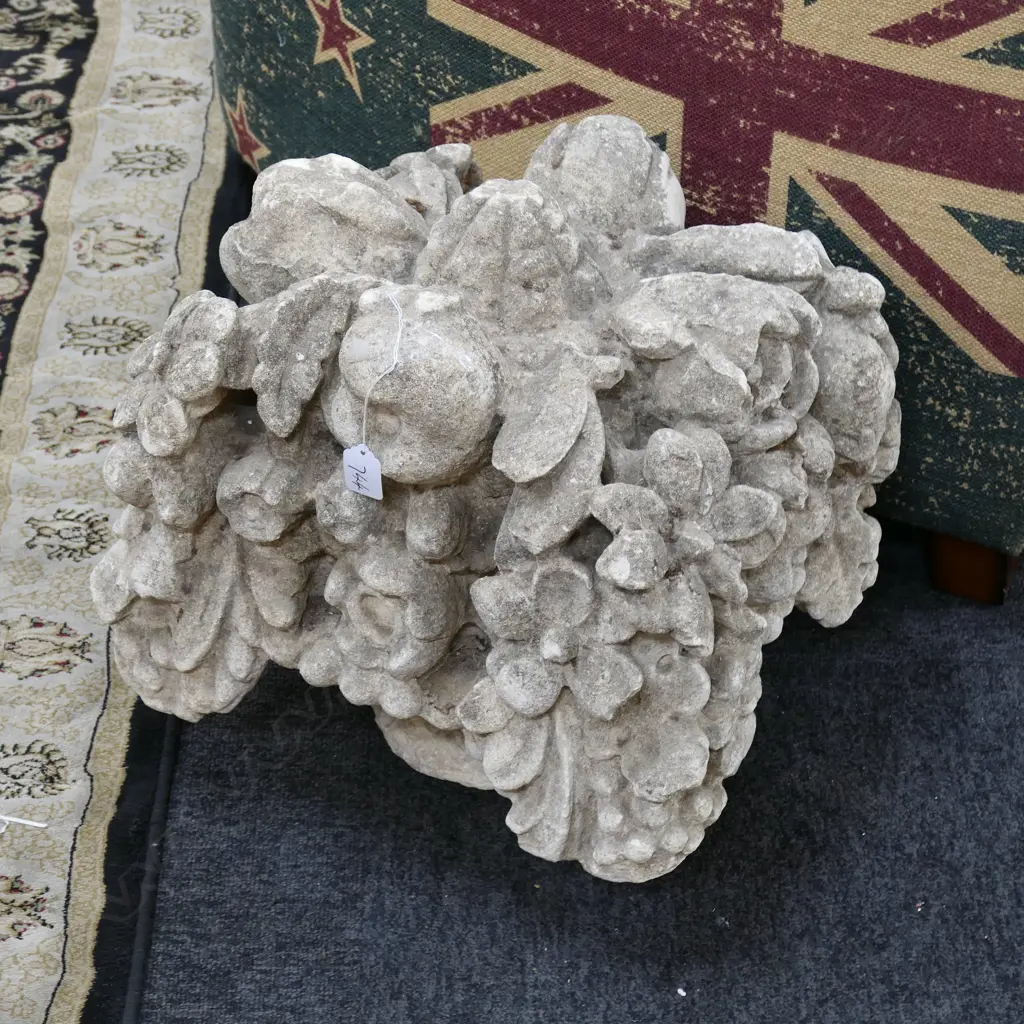 LARGE FRENCH LIMESTONE FLORAL PILLAR CAPITAL Image 1++