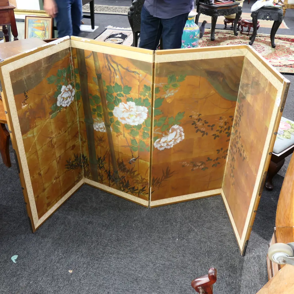 4 PANELLED ORIENTAL SCREEN EACH PANEL 470MM W 915MM H Image 1++