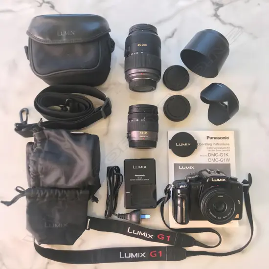PANASONIC LUMIX G1 DIGITAL CAMERA (MICRO FOUR THIRDS - ULTRA COMPACT & LIGHTWEIGHT) w 3 LENSES & ACCESSORIES