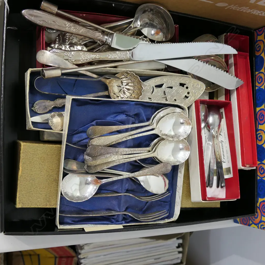 LOT ASST CUTLERY/BREAD KNIVES/SERVING SPOONS ETC Image 1++