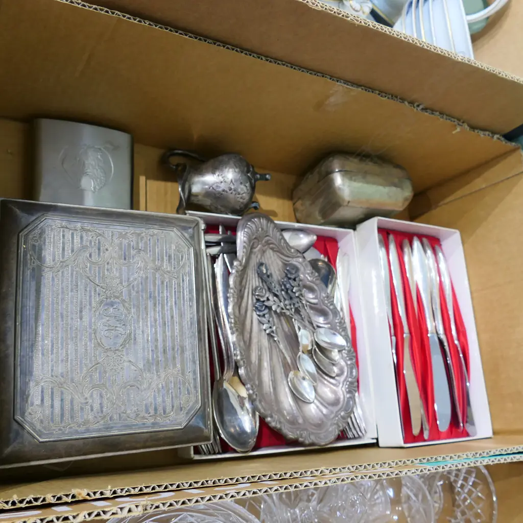 LOT ASST CUTLERY /EP BOXES/JUG/HIP FLASK ETC Image 1++