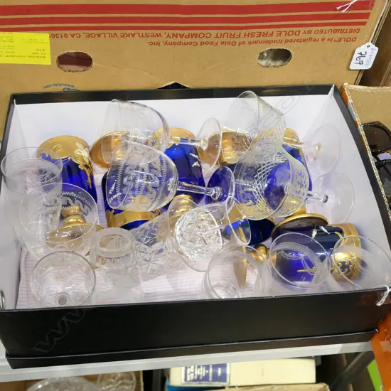 BOX LOT MURANO AND EDWARDIAN GLASSES