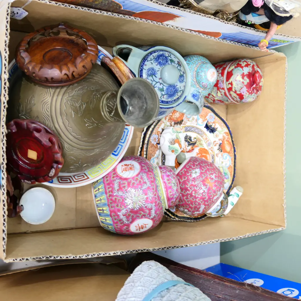 BOX LOT ASST ORIENTAL CERAMICS ETC Image 1++