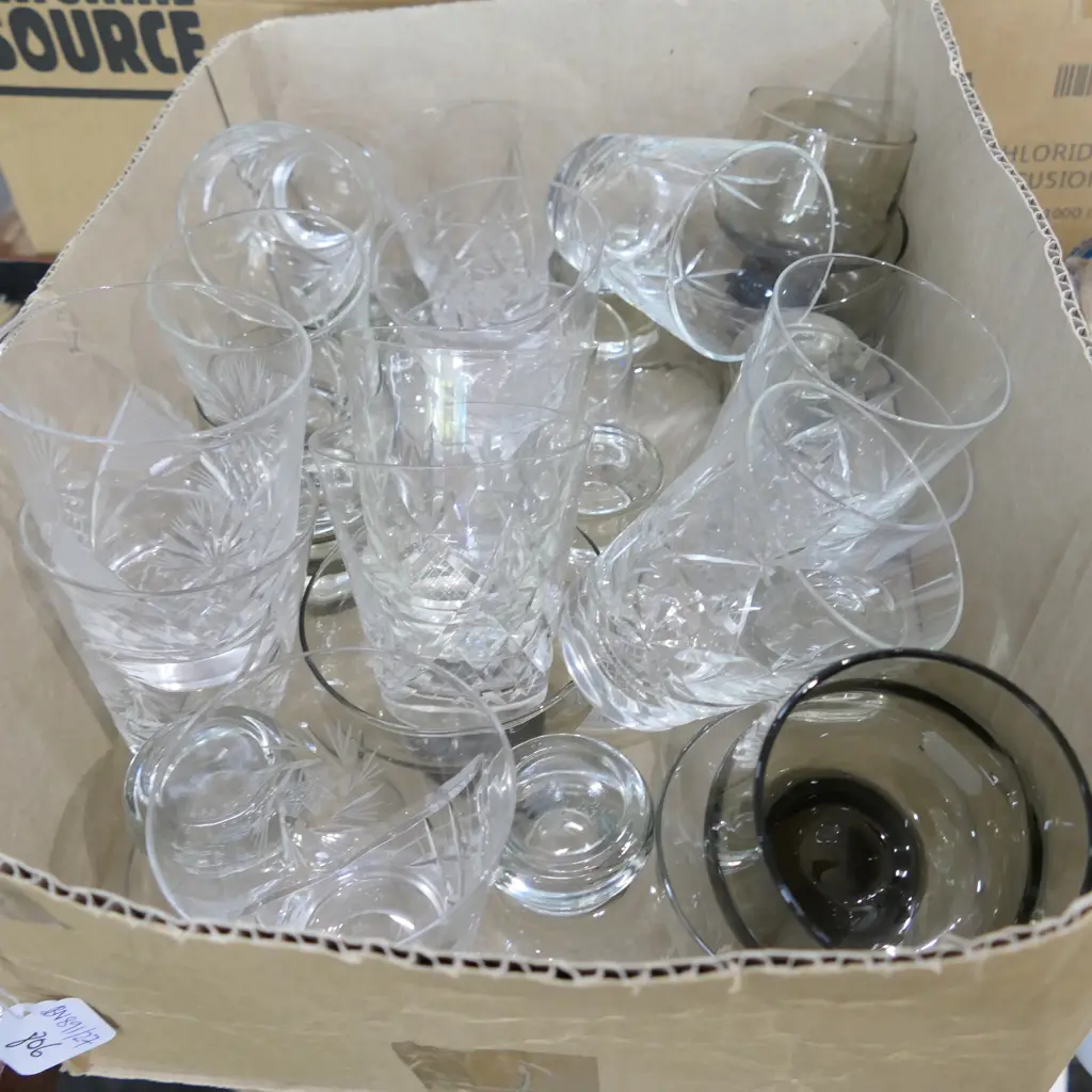 BOX LOT ASST CRYSTAL DRINKING GLASSES Image 1++