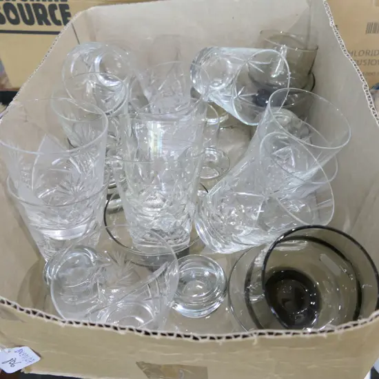 BOX LOT ASST CRYSTAL DRINKING GLASSES