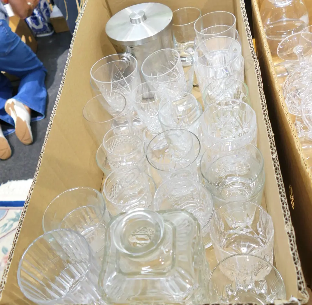BOX LOT ASST. CRYSTAL DRINKING GLASSES ETC Image 1++