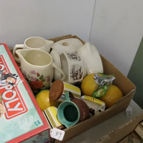 ASST CHINA/CROWN LYNN/TILES/WALL VASES JUGS ETC