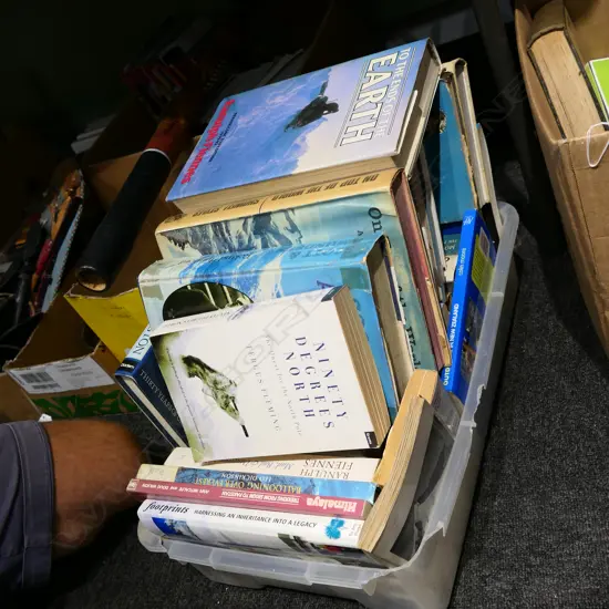 LGE BOX BOOKS - EXPLORATION, MOUNTAINEERING, ANTARCTICA, ETC