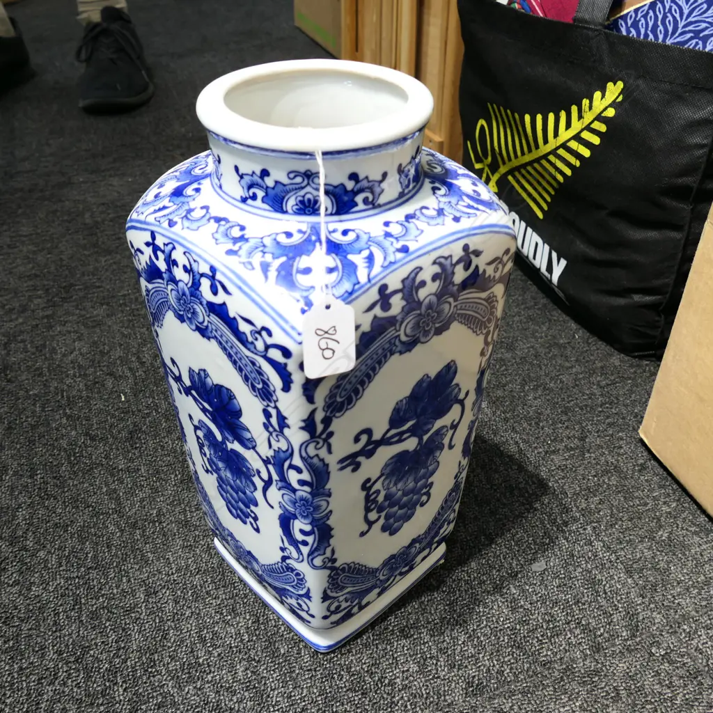 BLUE & WHITE JAR WITH USED CORKS INSIDE Image 1++