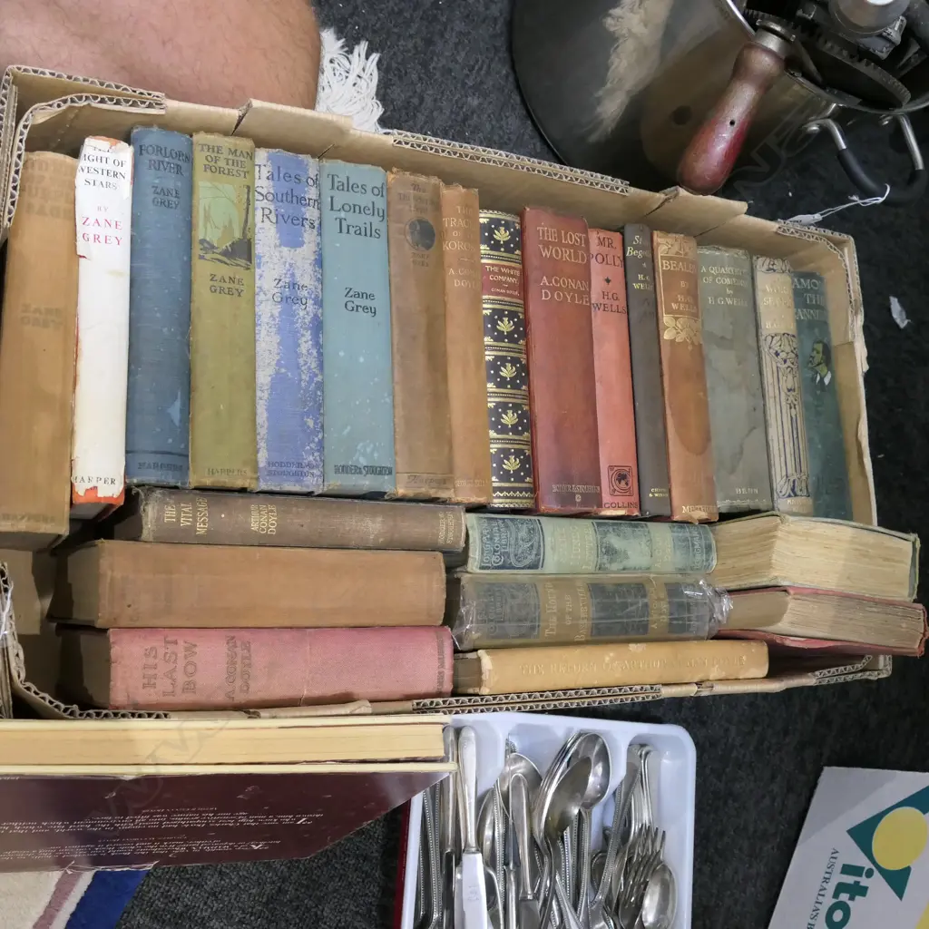 LOT ASSORTED BOOKS HG WELLS, ZANE GREY ETC Image 1++