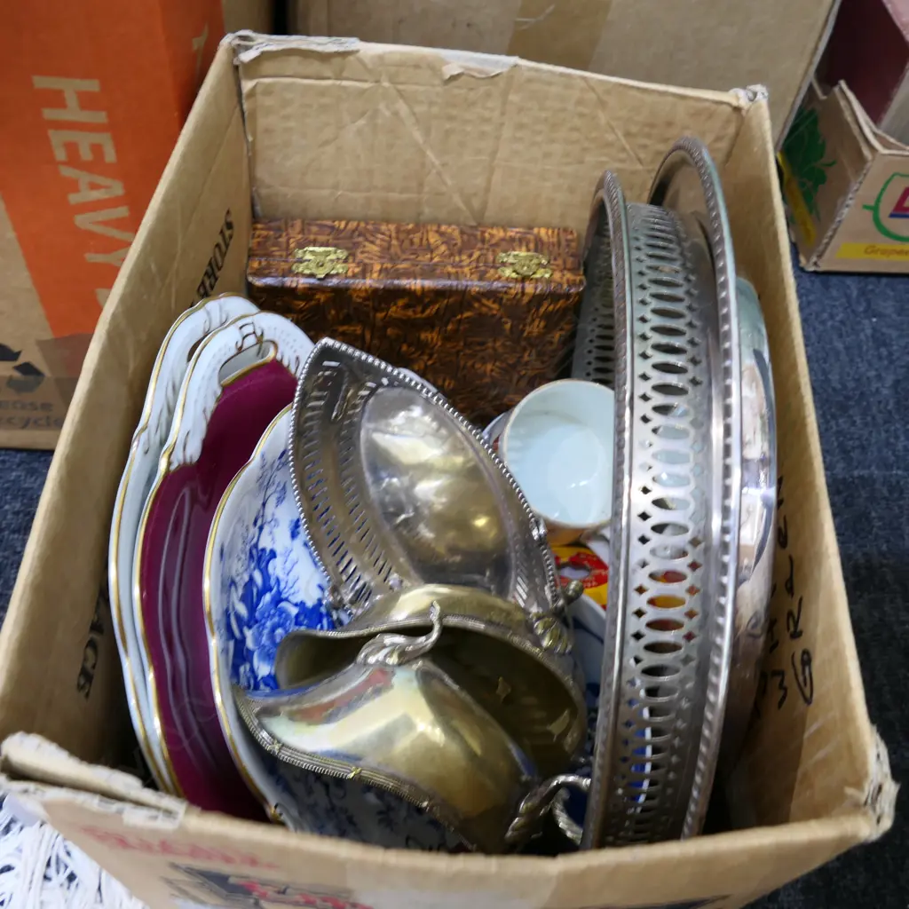 BOX LOT COALPORT PLATES, EP ETC Image 1++