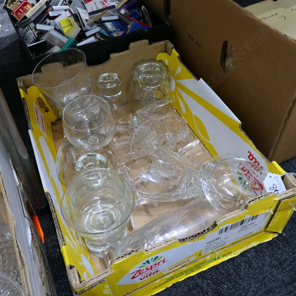 BOX LOT ASST. CRYSTAL GLASSES ETC Image 1++