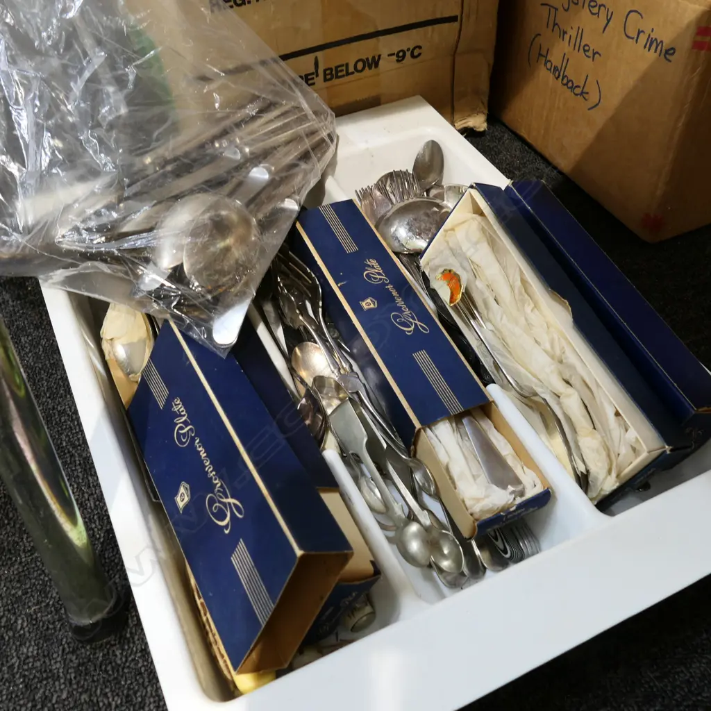 TRAY OF ASST VINTAGE CUTLERY SOME BOXED Image 1++
