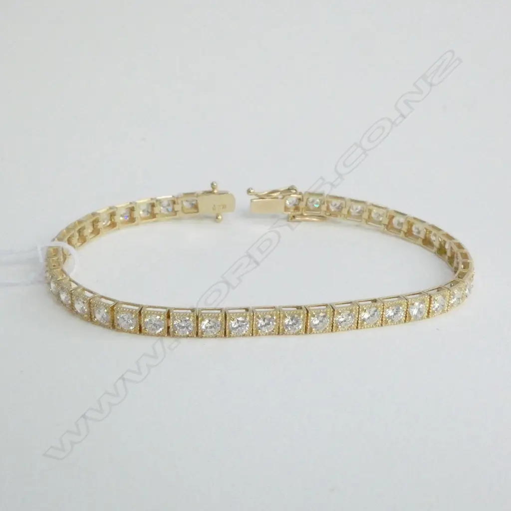 14K YELLOW GOLD FILLED & CZ TENNIS BRACELET 10.3gms Image 1++