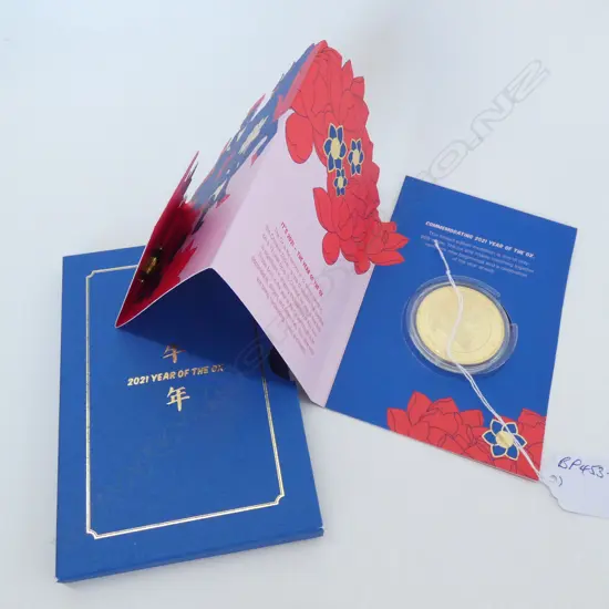 SILVER GOLD PLATED YR OF THE OX COMM. PROOF COIN 