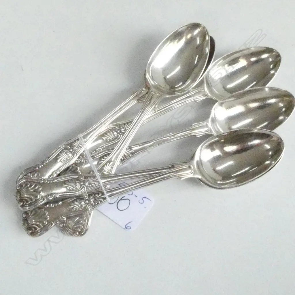 SET 6 VICT. SILVER TEASPOONS LONDON 1840 214gms Image 1++