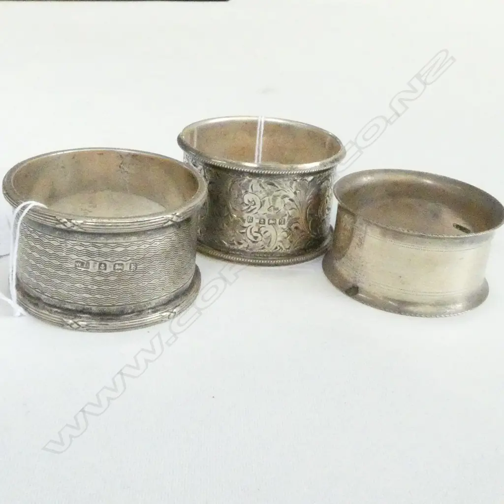 3 STG SILVER NAPKIN RINGS Image 1++