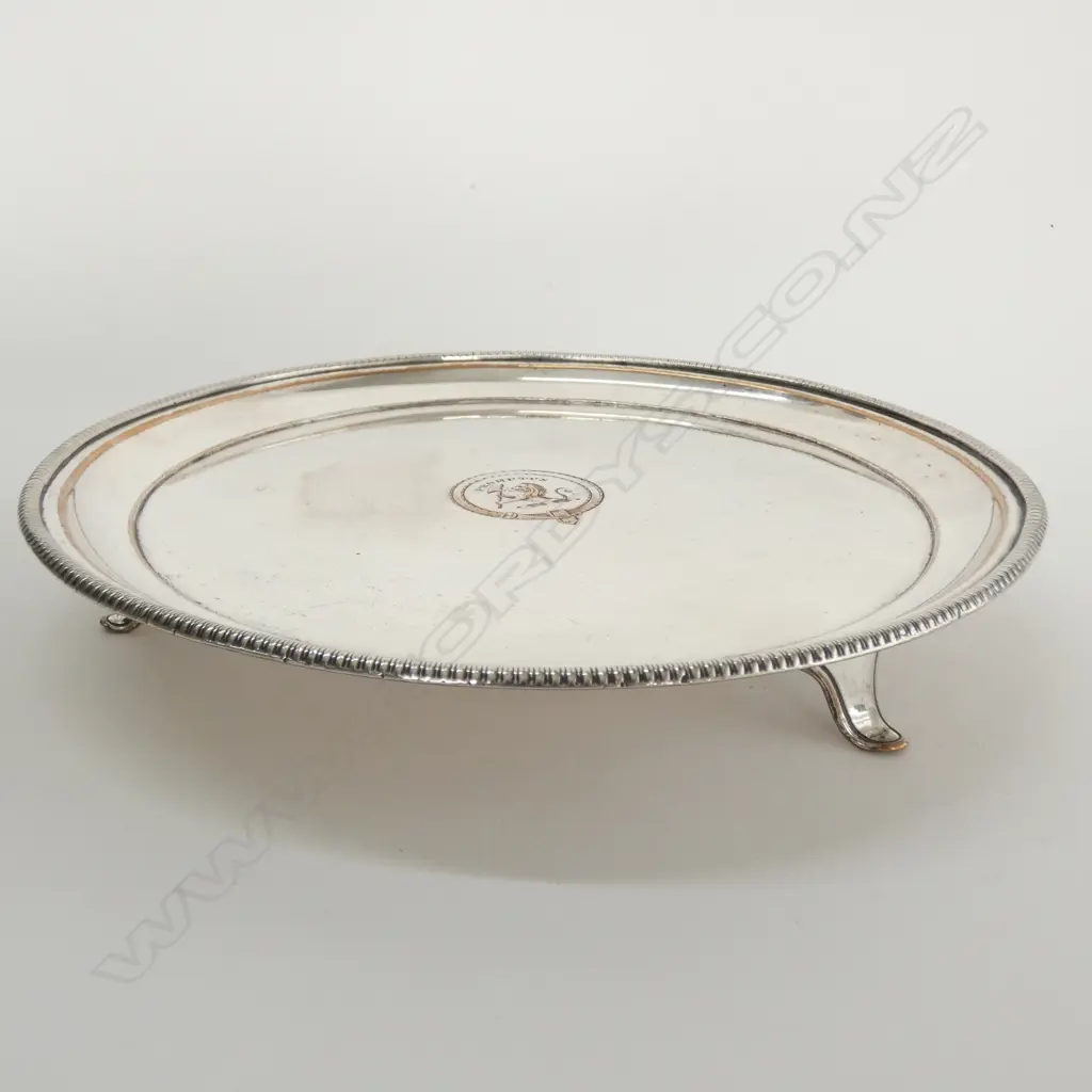 OLD SHEFFIELD PLATE SALVER ENGRAVED WITH CREST 'PROMPTUS' Image 1++