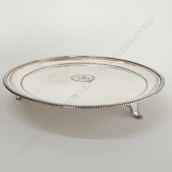 OLD SHEFFIELD PLATE SALVER ENGRAVED WITH CREST 'PROMPTUS'