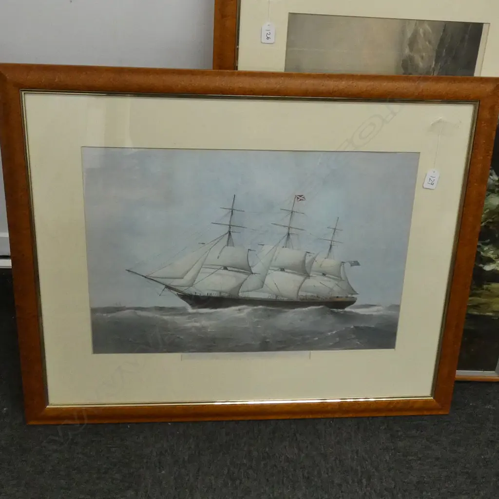 VINTAGE SAILING SHIP PRINT 870 X 690MM Image 1++