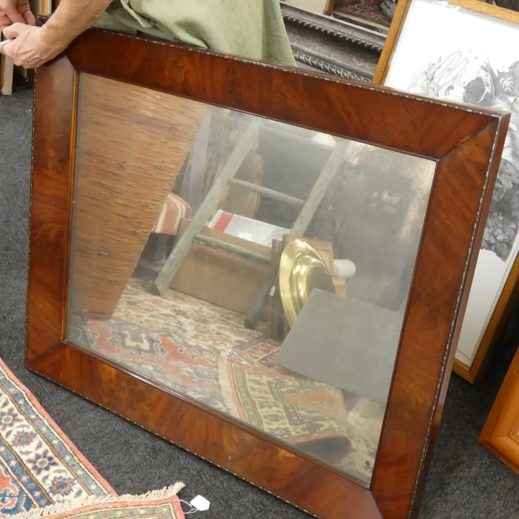 REGENCY FLAME MAHOGANY FRAMED MIRROR w FINE INLAID BORDER Image 1++