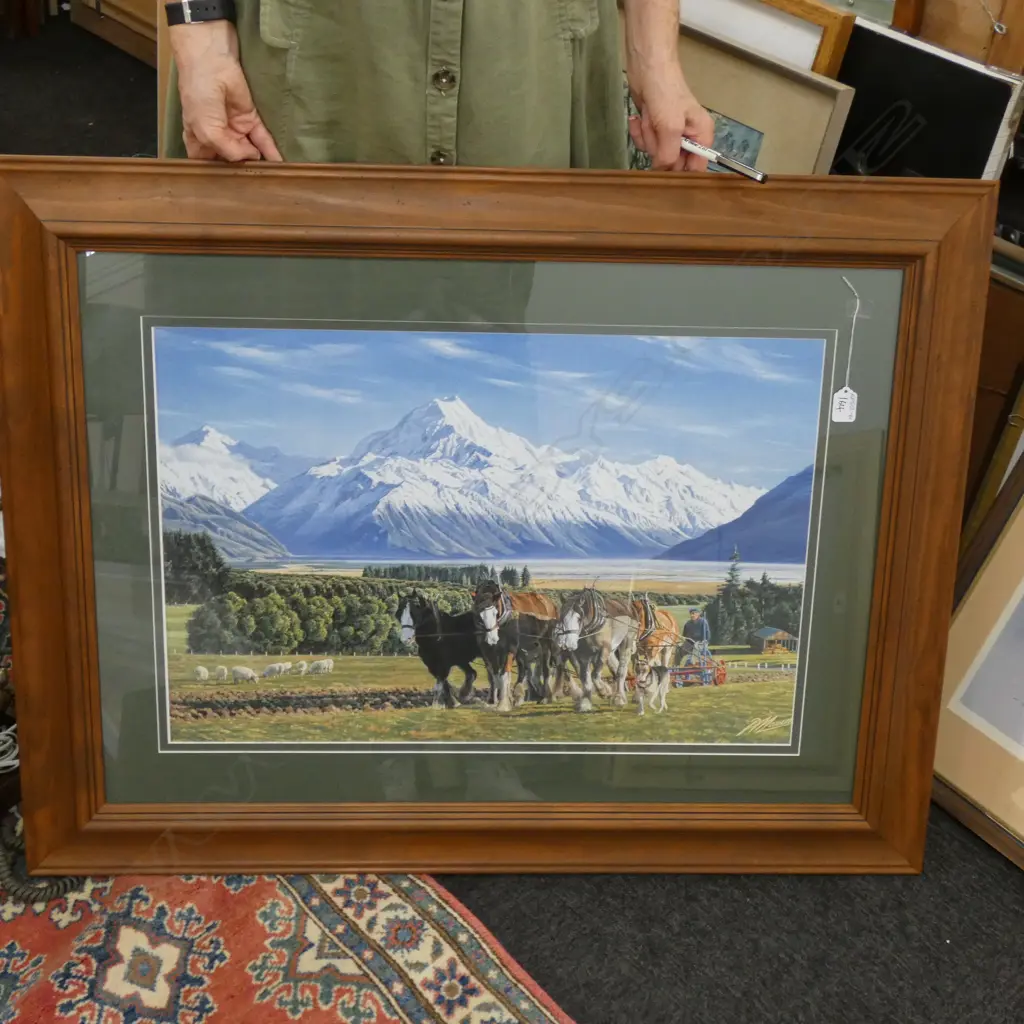 A MORATH FARM SCENE PRINT DRAFT HORSES Image 1++