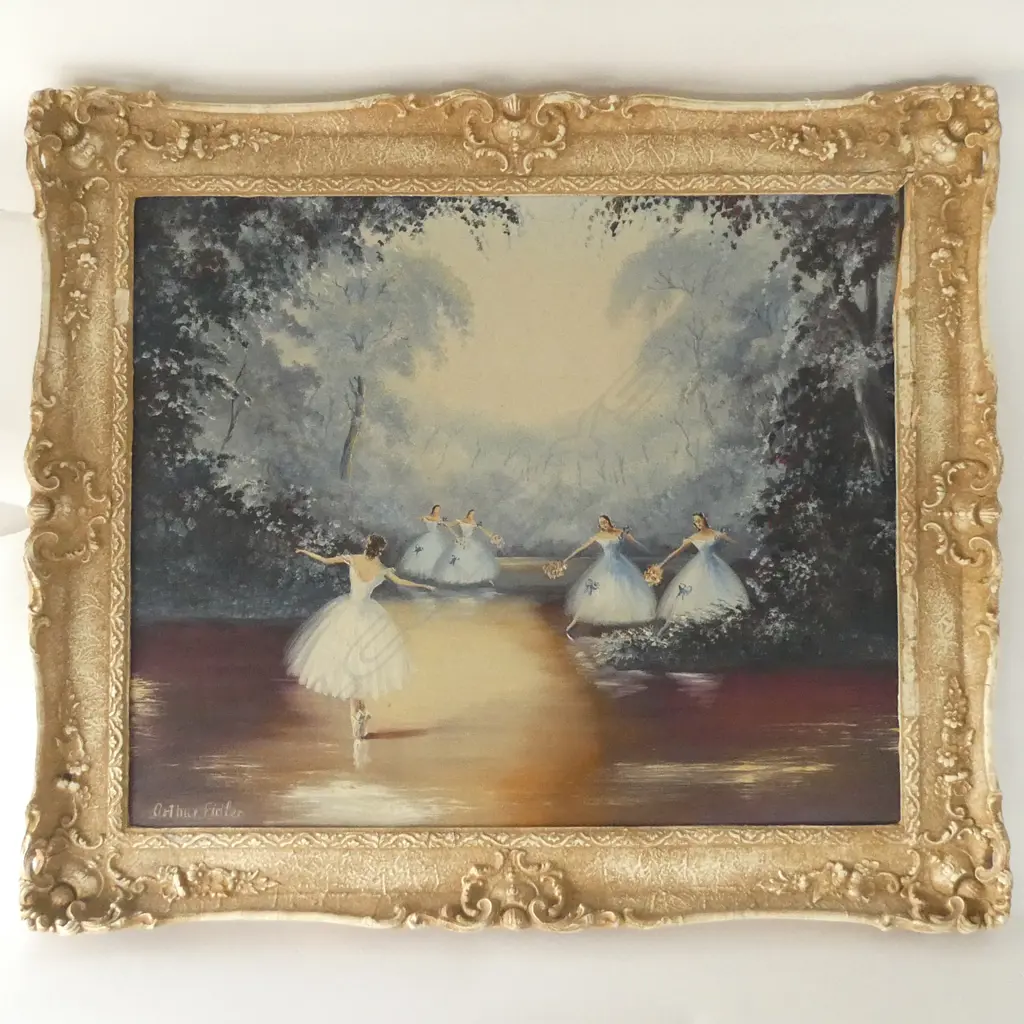 ARTHUR FIDLER OIL ON CANVAS BALLERINAS 500 X 600 MM FRAME AF Image 1++