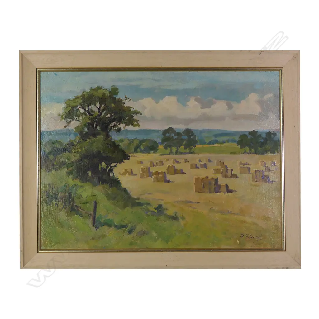 H FLEURY, OIL ON BD, RURAL LANDSCAPE, SIGNED, 440 x 600mm Image 1++