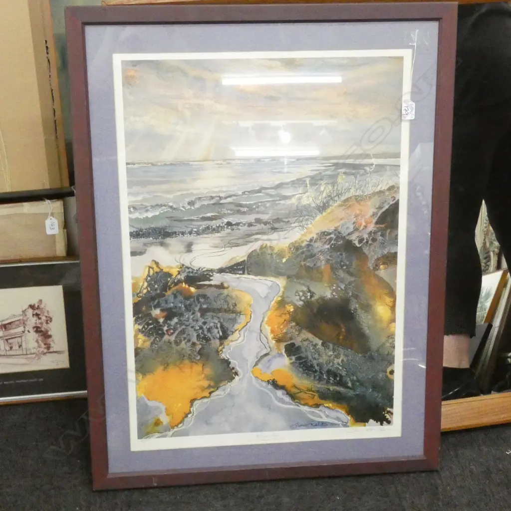 FRAMED PRINT WEST COAST SUNSET BY JAMES ROBB 910 X 690 MM Image 1++