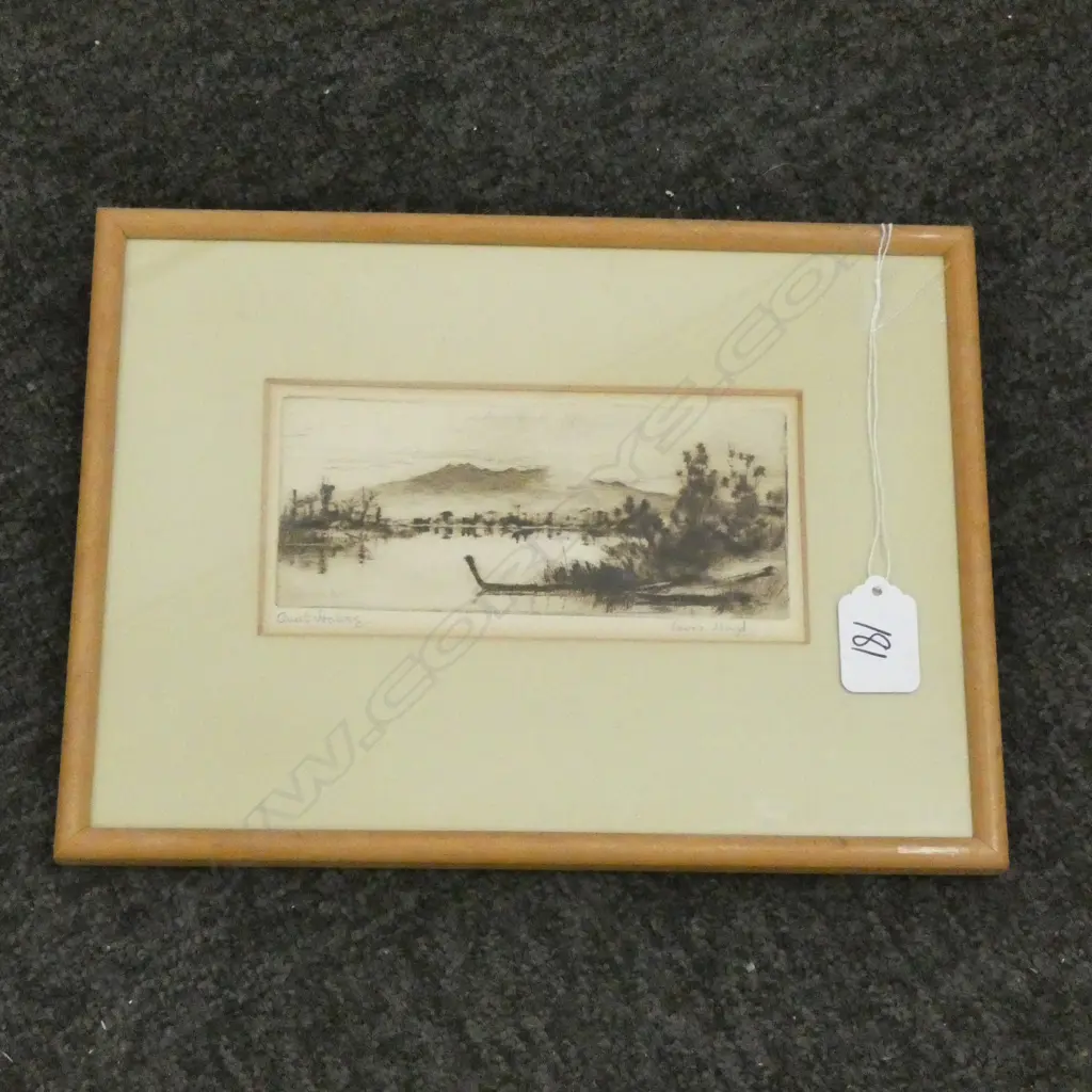 TREVOR LLYOD ETCHING QUIET WATER 80 X 160 MM Image 1++