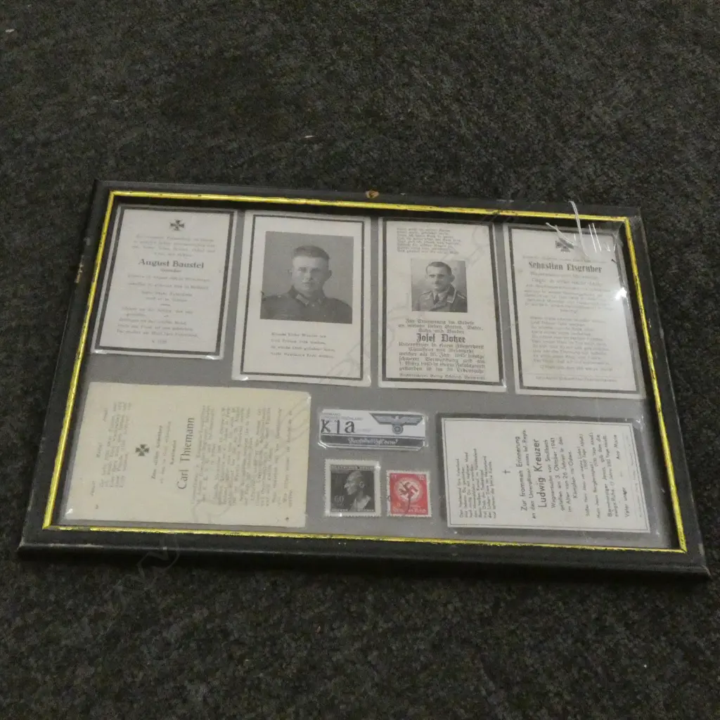GERMAN WW2 DEATH CARD SET FRAMED L 320 MM Image 1++