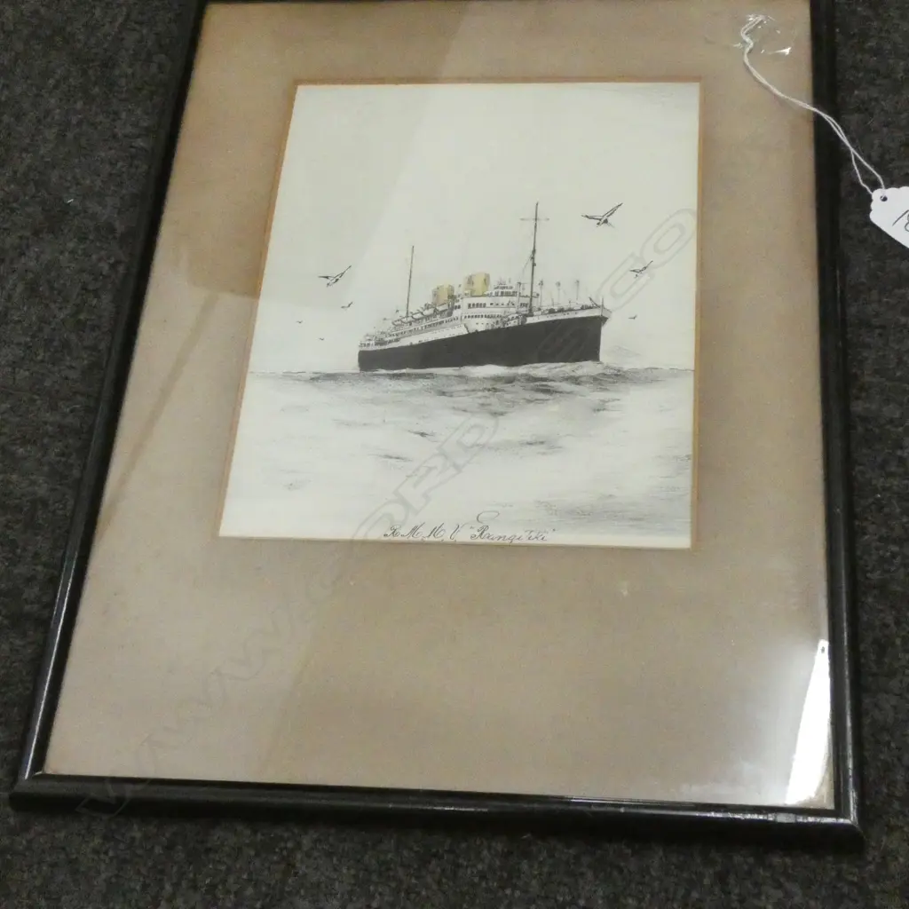 INK ON PAPER OF THE MAIDEN VOYAGE OF THE RMS RANGITIKE C 1929 Image 1++