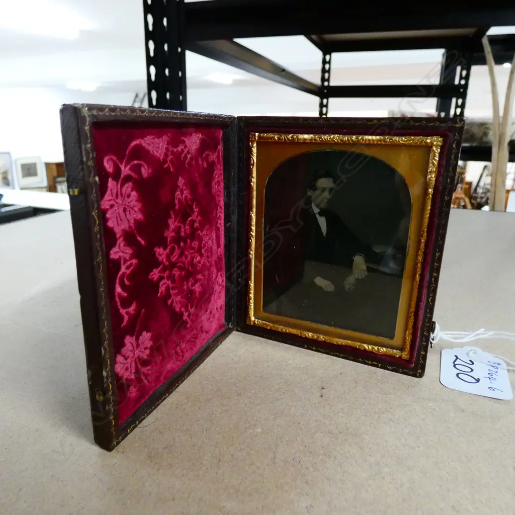 AMBROTYPE PORTRAIT OF A YOUNG MAN IN RED MOROCO CASE Image 1++